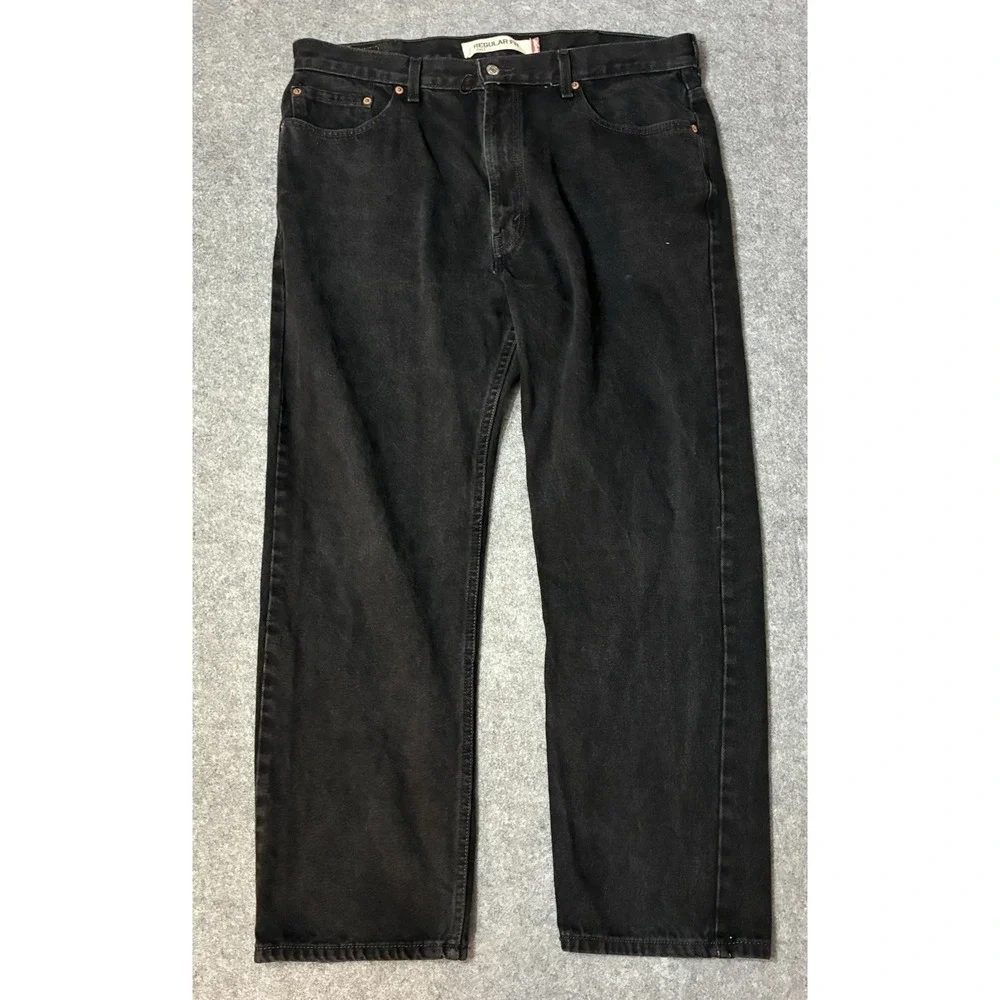 Vintage Y2K Mens Levis 505 Regular Fit Straight Leg Black Denim Jeans 38x29